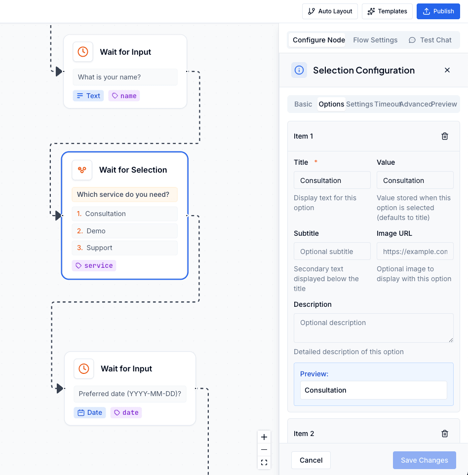 DialogKit Flow Builder Interface